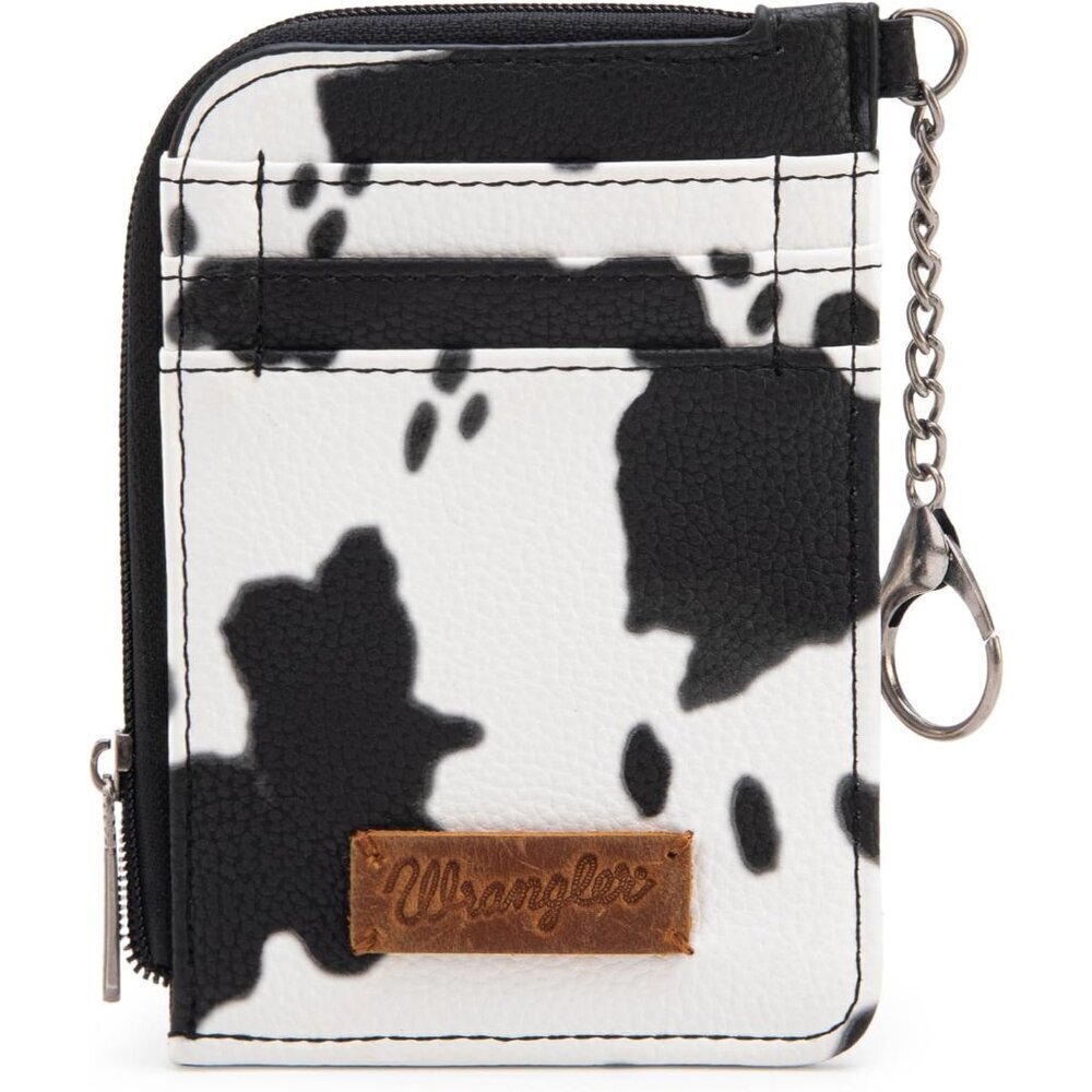 Western Cowhide Card Wallet Women Keychain Credit Holder Small Vintage